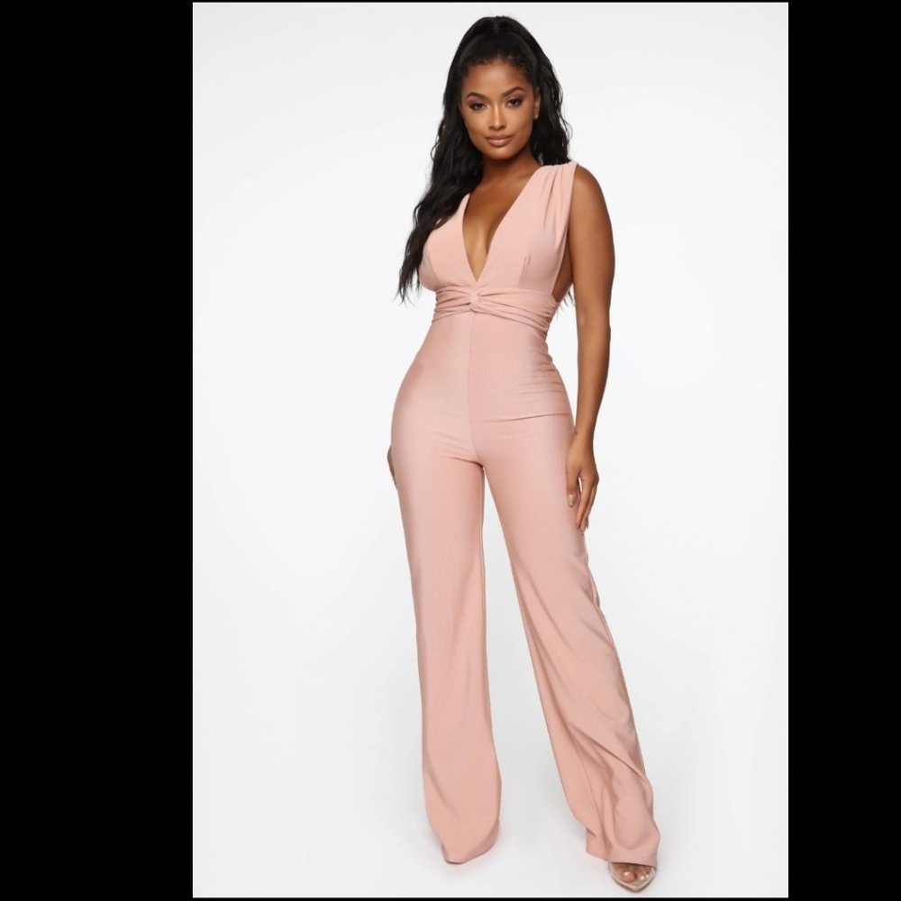 Wide leg mauve jumpsuit